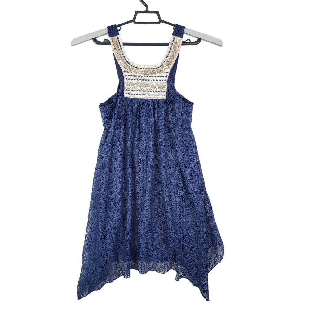 Women's Navy Blue City Triangles Lace Dress Size S